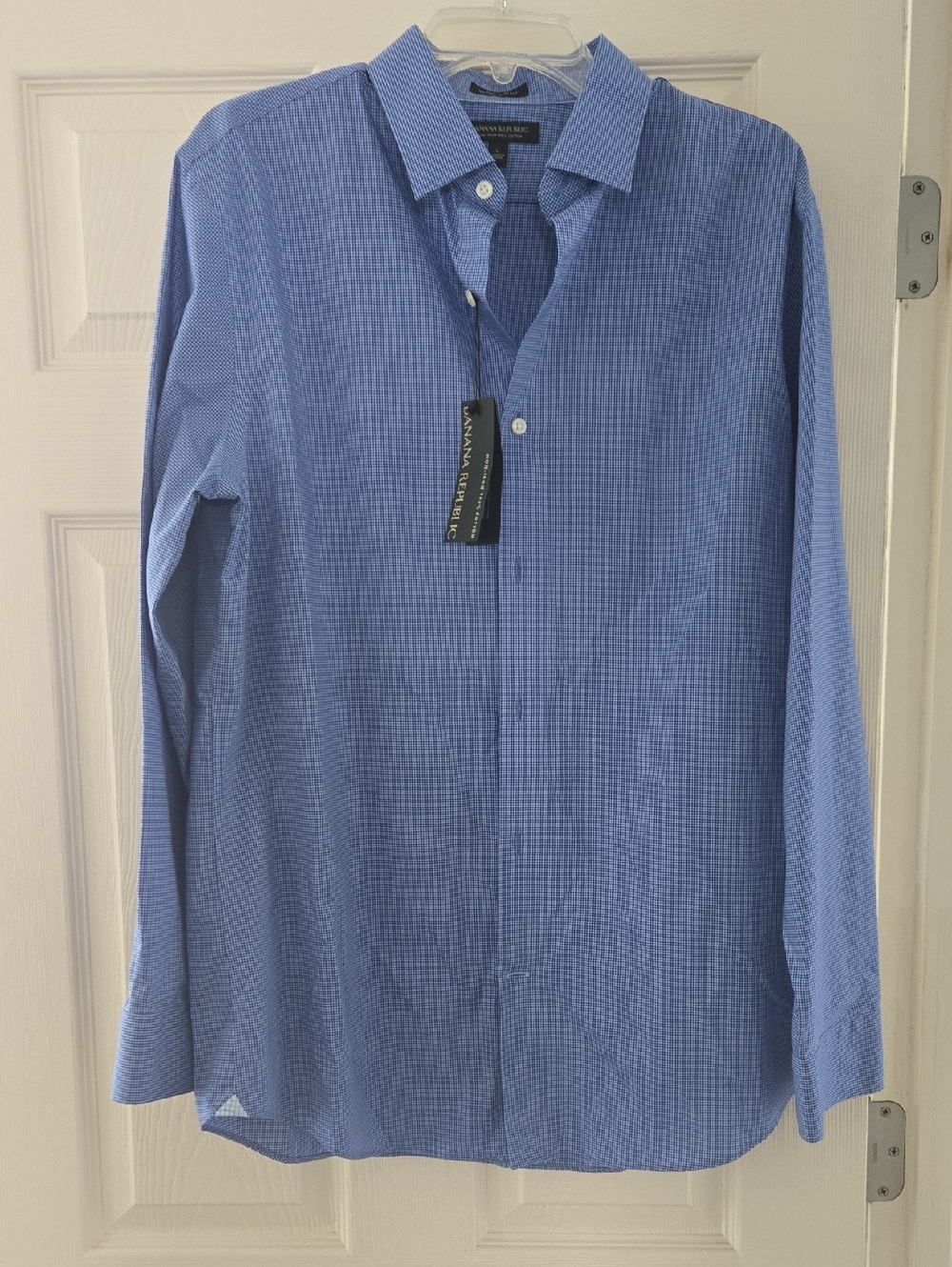 Banana Republic Men's Blue Micro-Check Dress Shirt